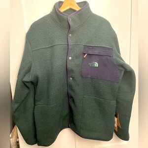 Mens Sherpa Jacket Button - Up- AP Scarab Green XL